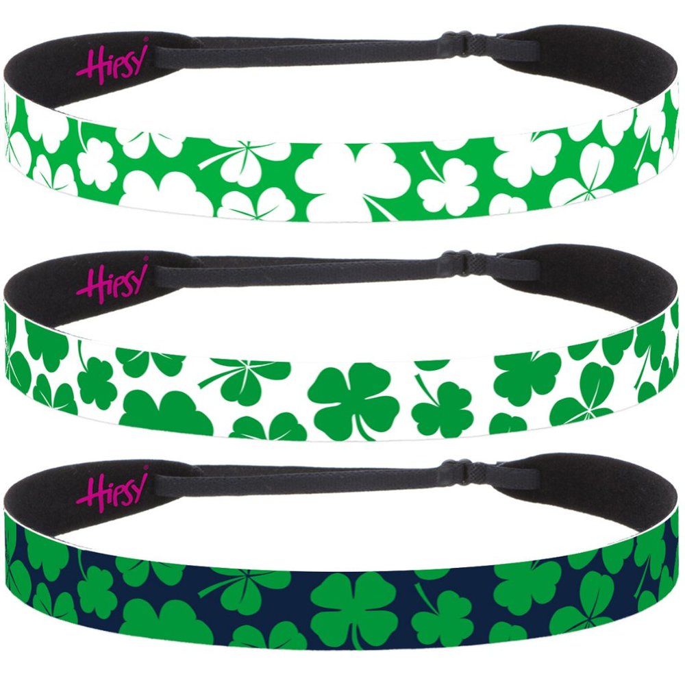 Hipsy St Patricks Day Green Shamrocks Adjustable No Slip Headband